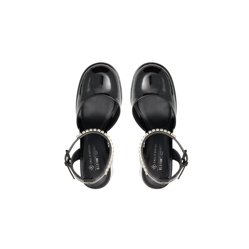 Call It Spring Foxy Platform High Heels Flared Block Rhinestone Black Size 8B - Picture 2 of 10